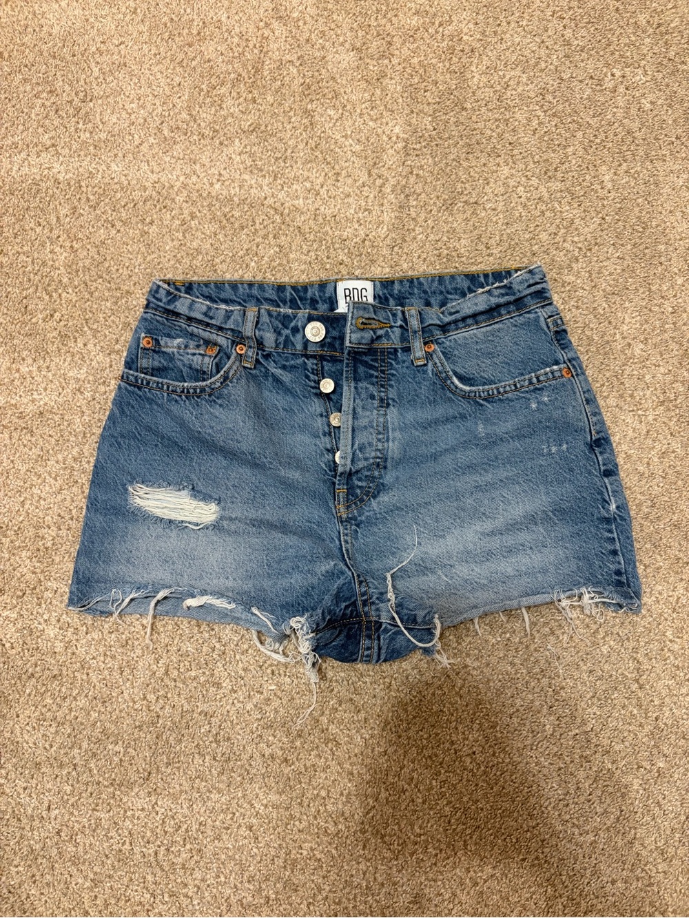 BDG Cutoff Distressed Denim Shorts - Blue
